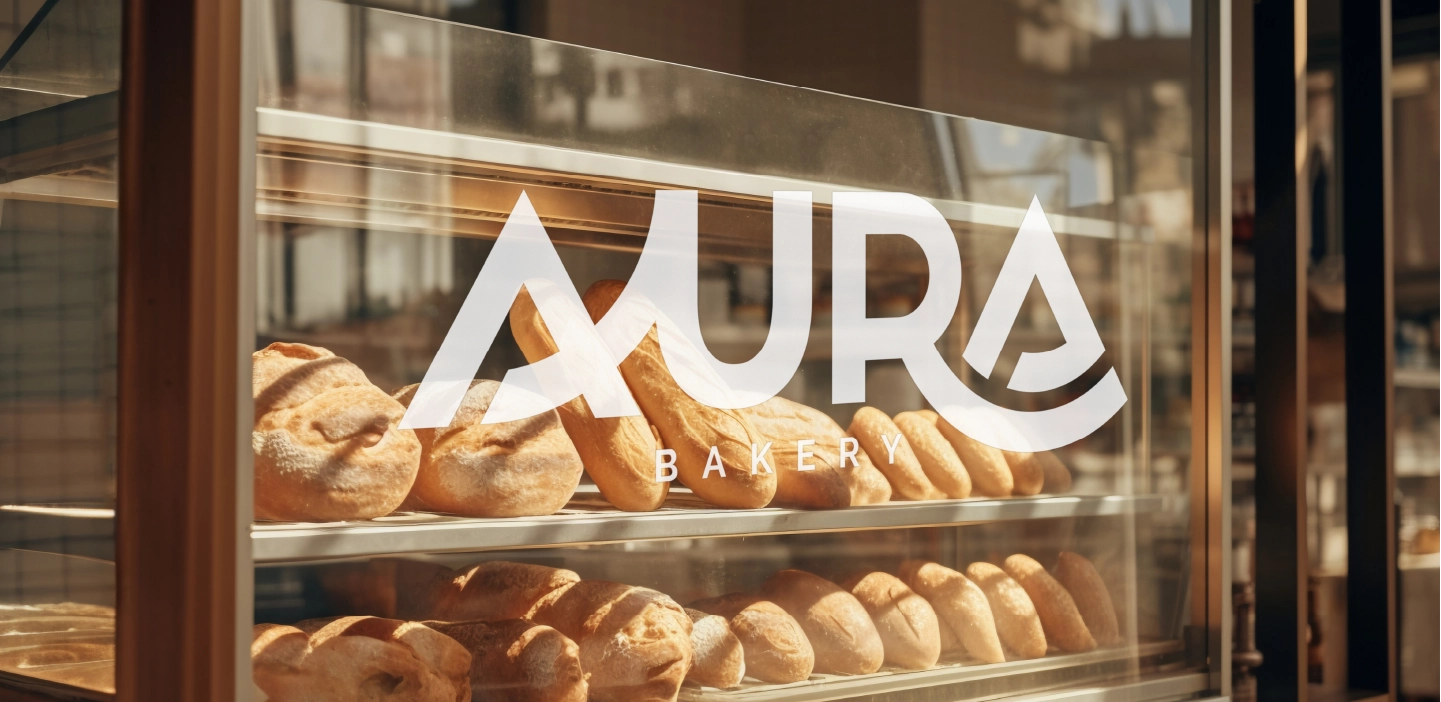 Rotulos para local Aura Bakery - deltomate comunicación